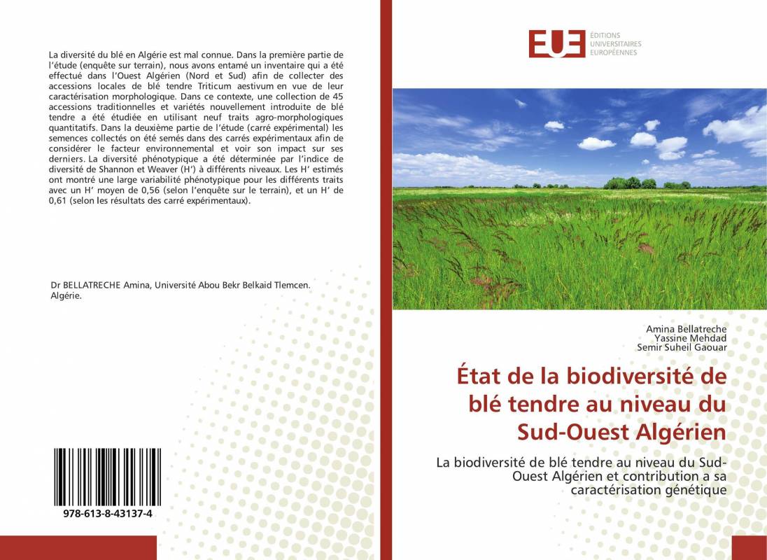 État de la biodiversité de blé tendre au niveau du Sud-Ouest Algérien