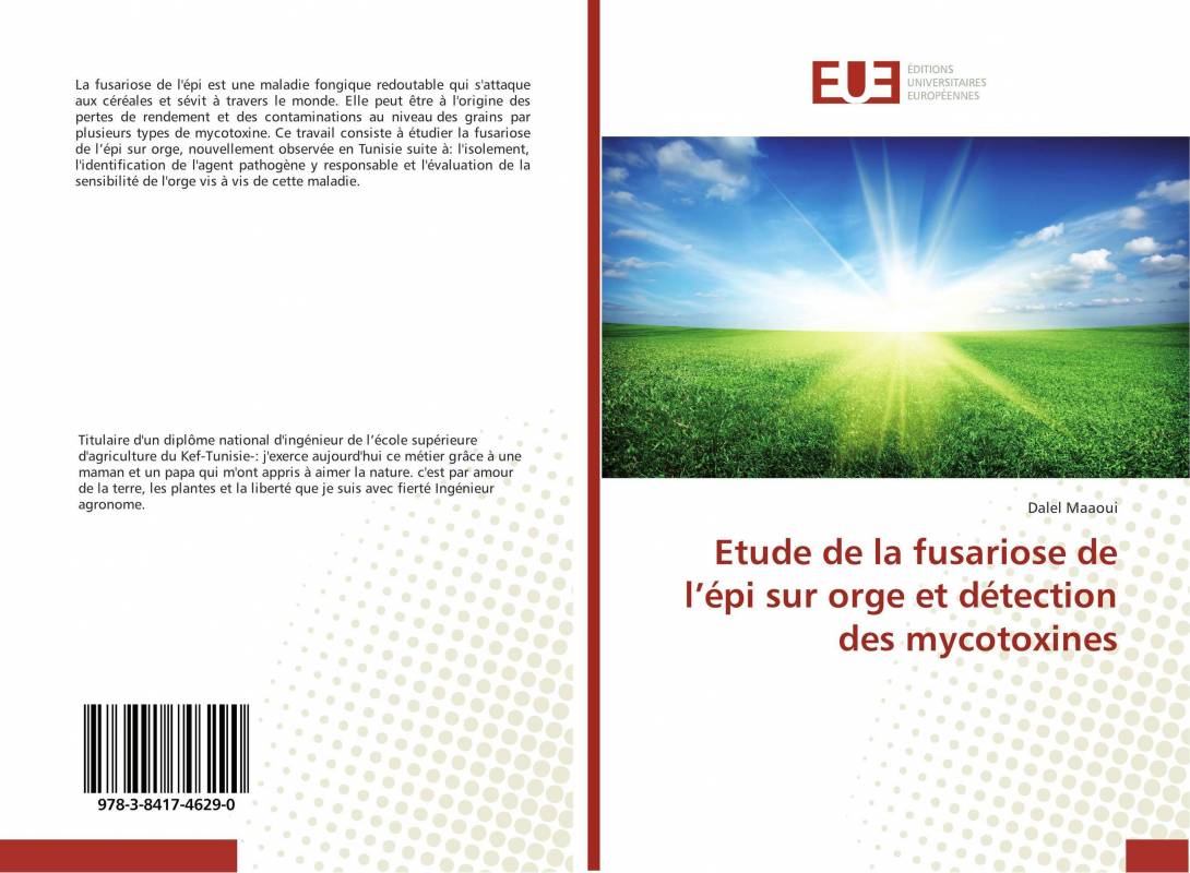 Etude de la fusariose de l’épi sur orge et détection des mycotoxines