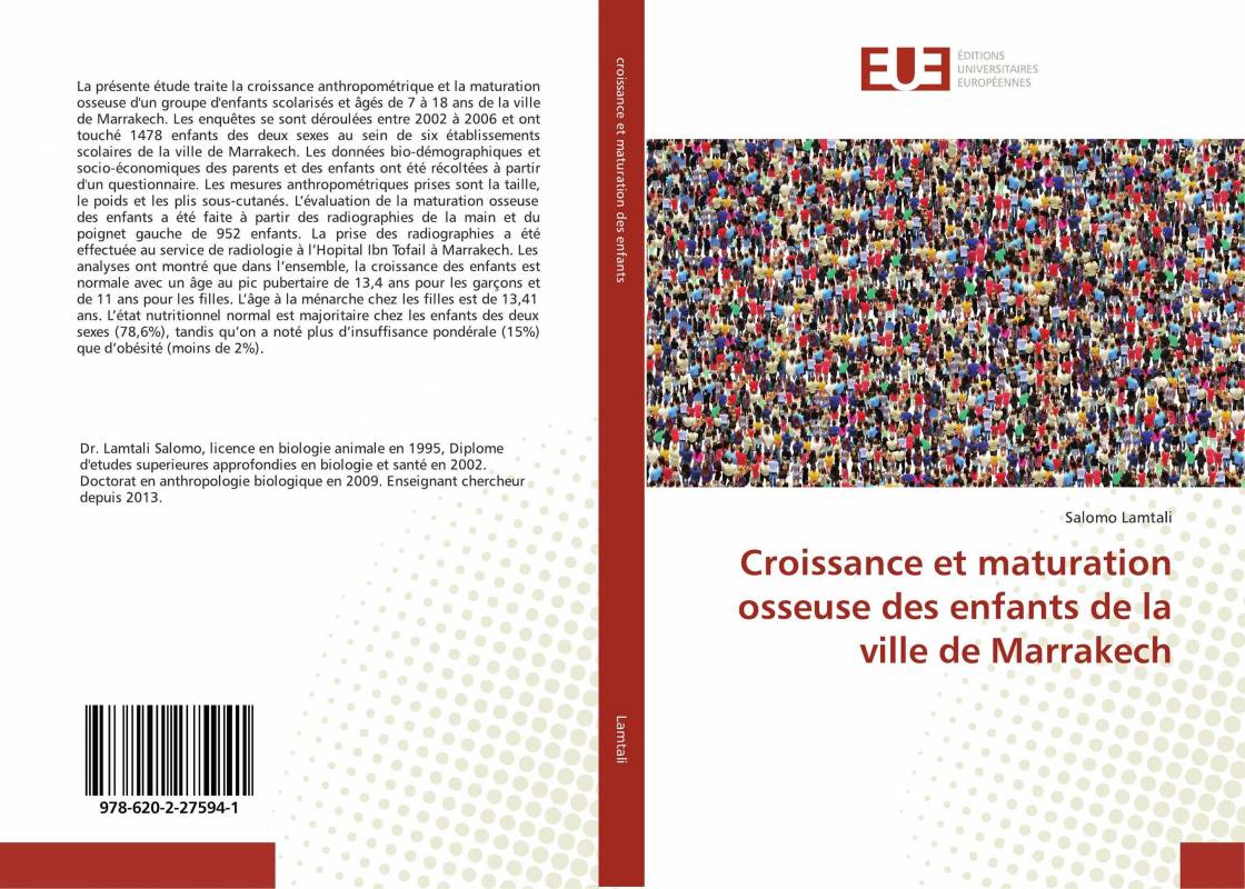 Croissance et maturation osseuse des enfants de la ville de Marrakech