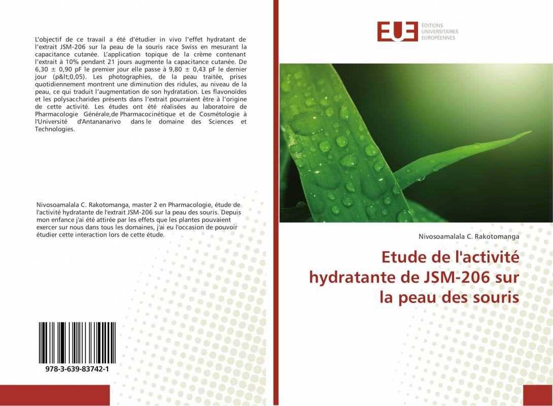 Etude de l'activité hydratante de JSM-206 sur la peau des souris