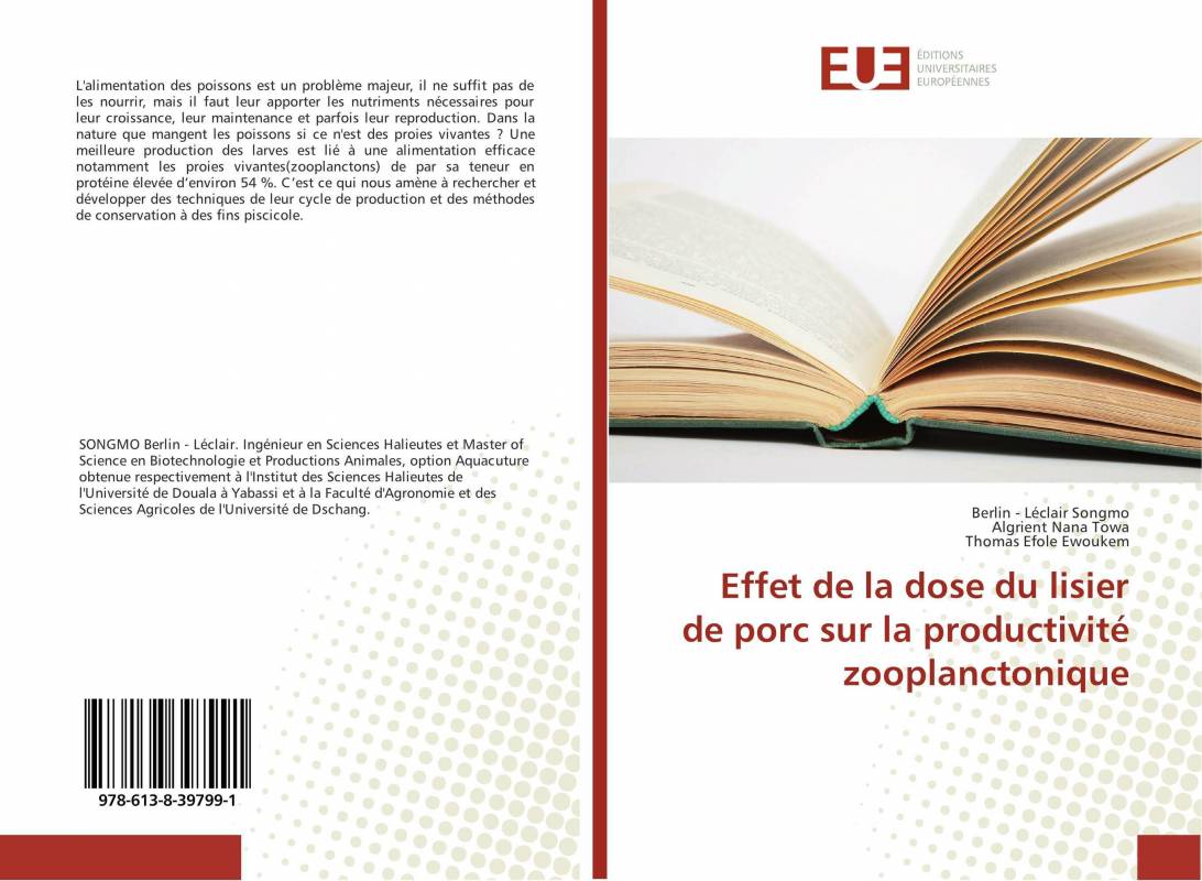 Effet de la dose du lisier de porc sur la productivité zooplanctonique