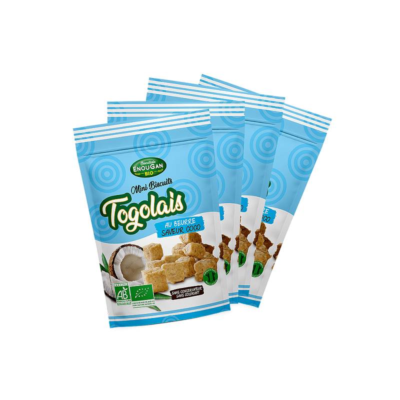 Lot de 4 Mini Biscuits Togolais Saveur Coco