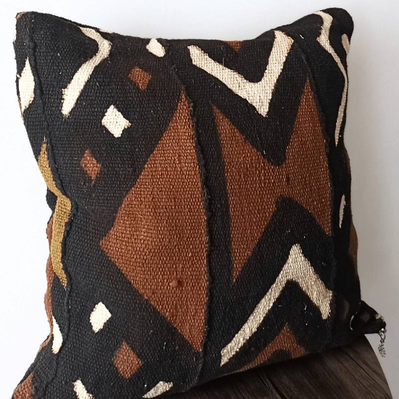 Housse de coussin en Bogolan marron KING
