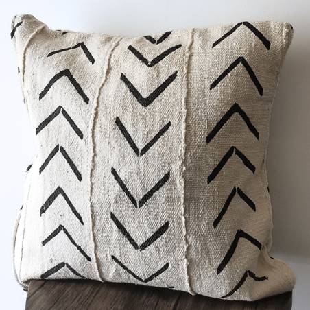Housse de coussin Bogolan blanc