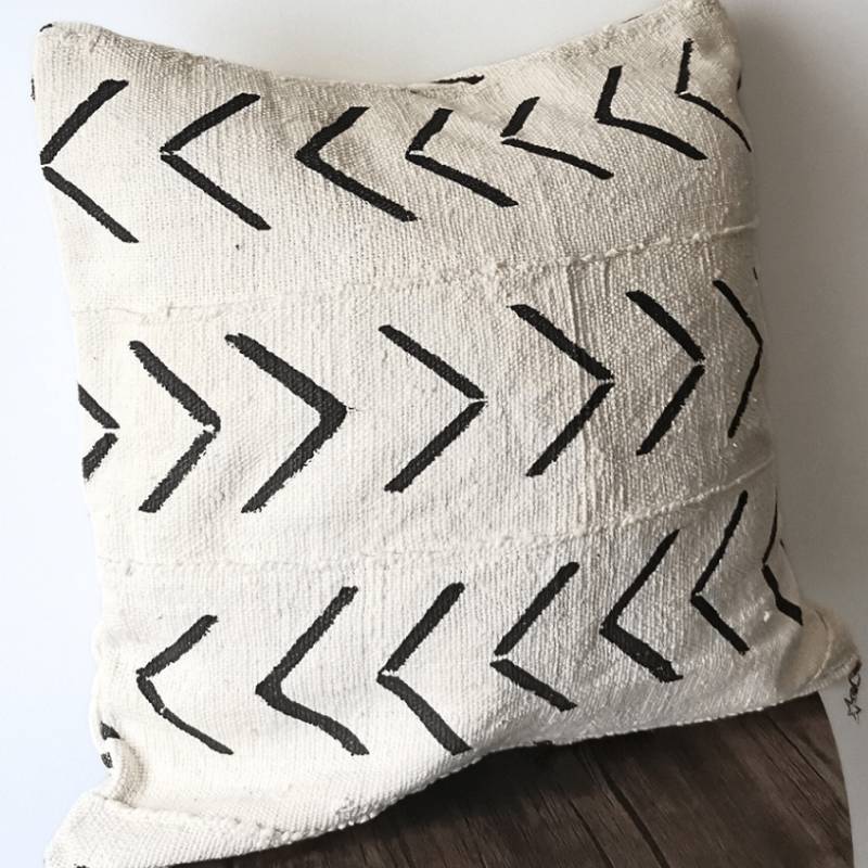 Housse de coussin Bogolan blanc