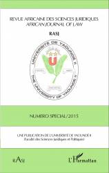 Revue africaine des sciences juridiques numéro spécial / 2015